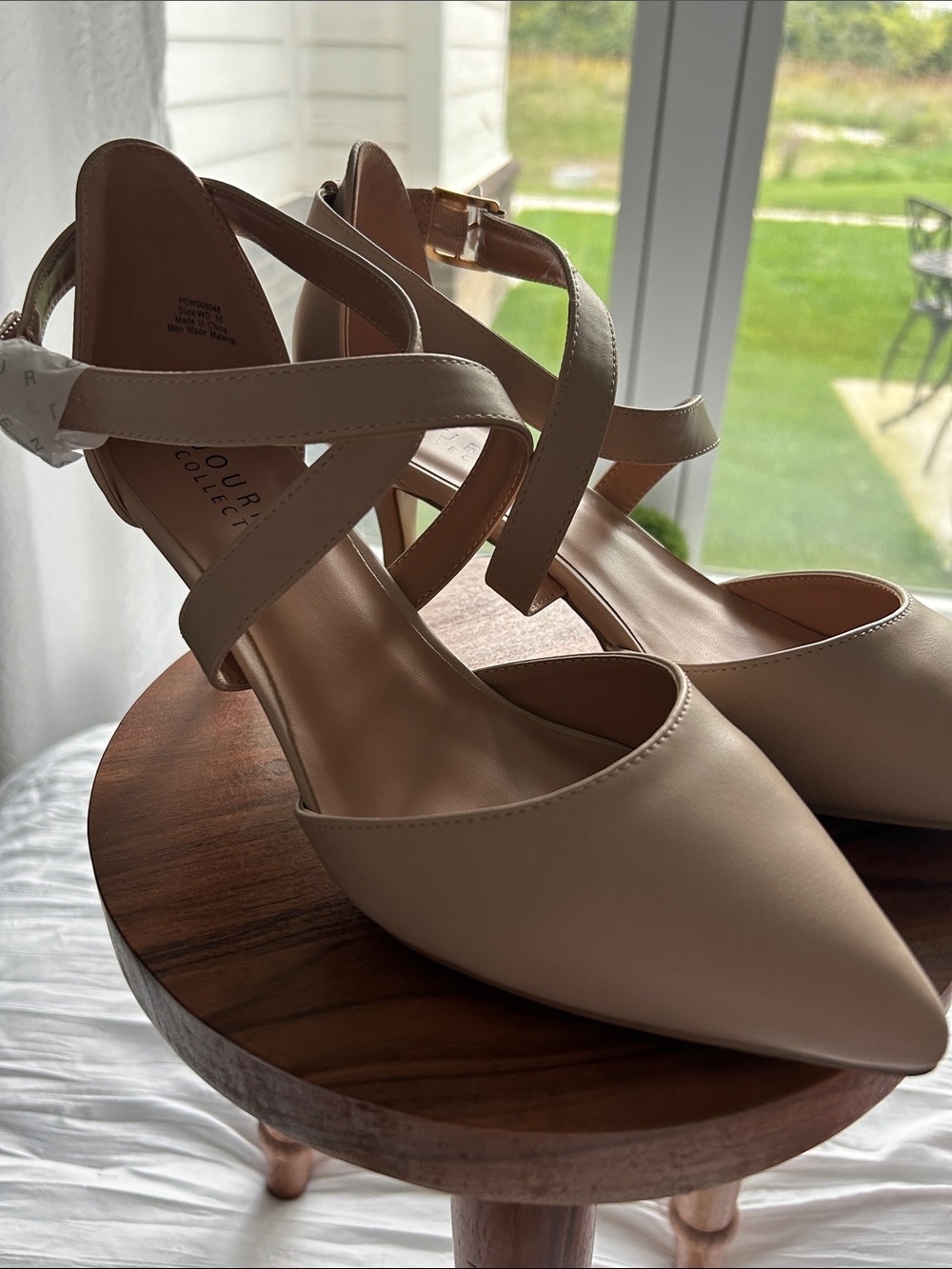 🆕 size 10 wide Neutral Strappy Pointed-Toe 3 inch Heels